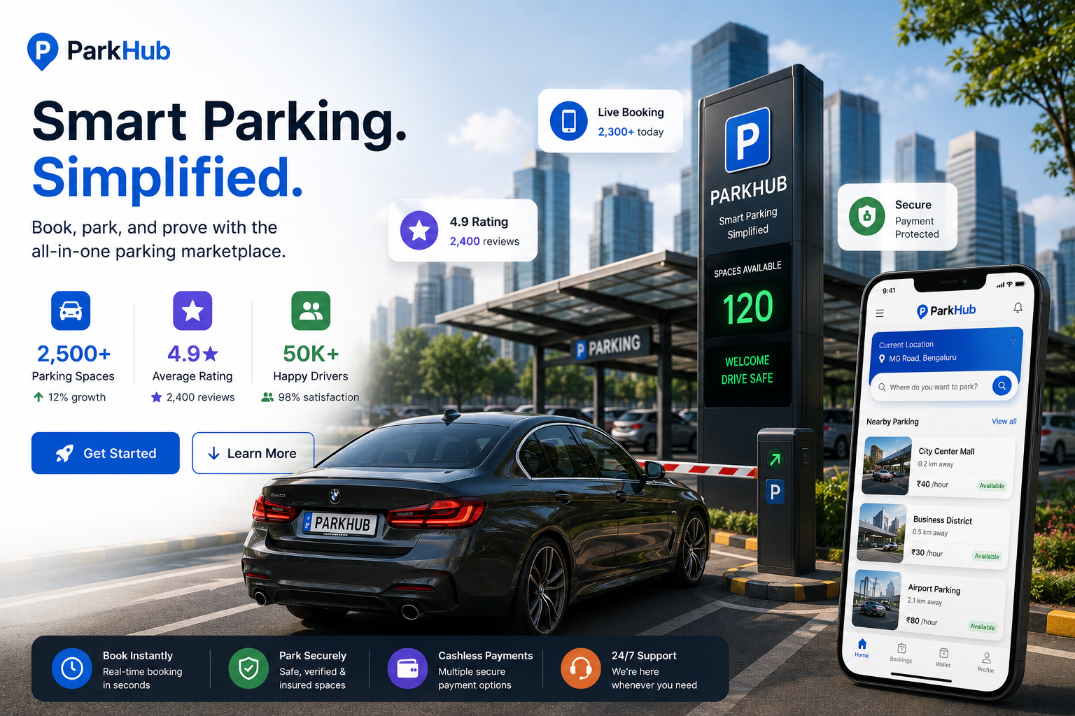 Smart Parking Dashboard with available spots